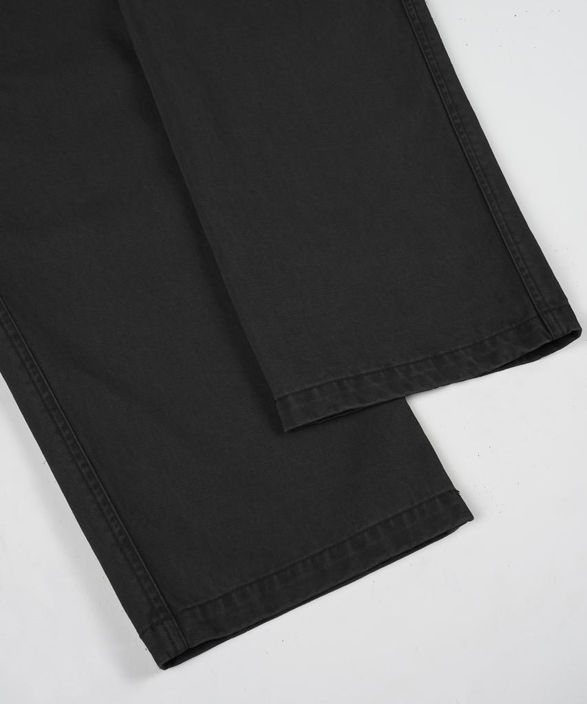 BIRBANTE Garment-Washed Dart Twill Chino Pants - Black