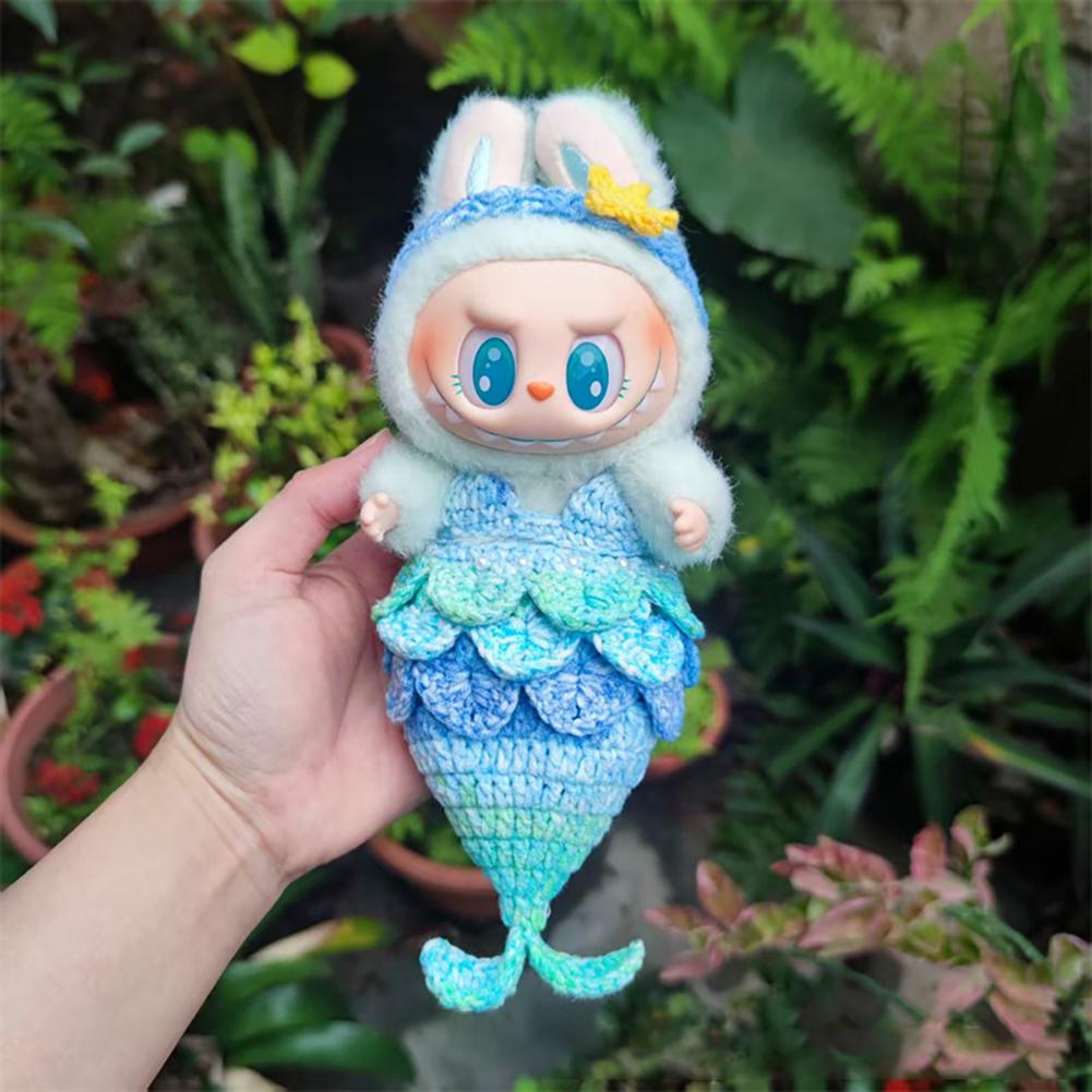 For 17cm Labubu Doll Clothes Fashion Clothes Swimwear Mermaid Clothes Color Match Cherry Suit Dolls Accessories Cute Decoration Little Clothes