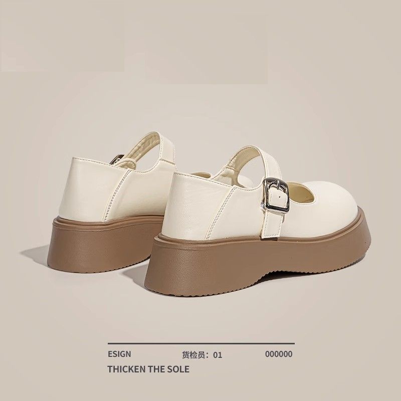 Neue Mary Jane Damen Schuhe Xia Yinglun Kleine Lederschuhe Französische Vielseitige Runde Zehe Einzelne Schuhe Plateauschuhe