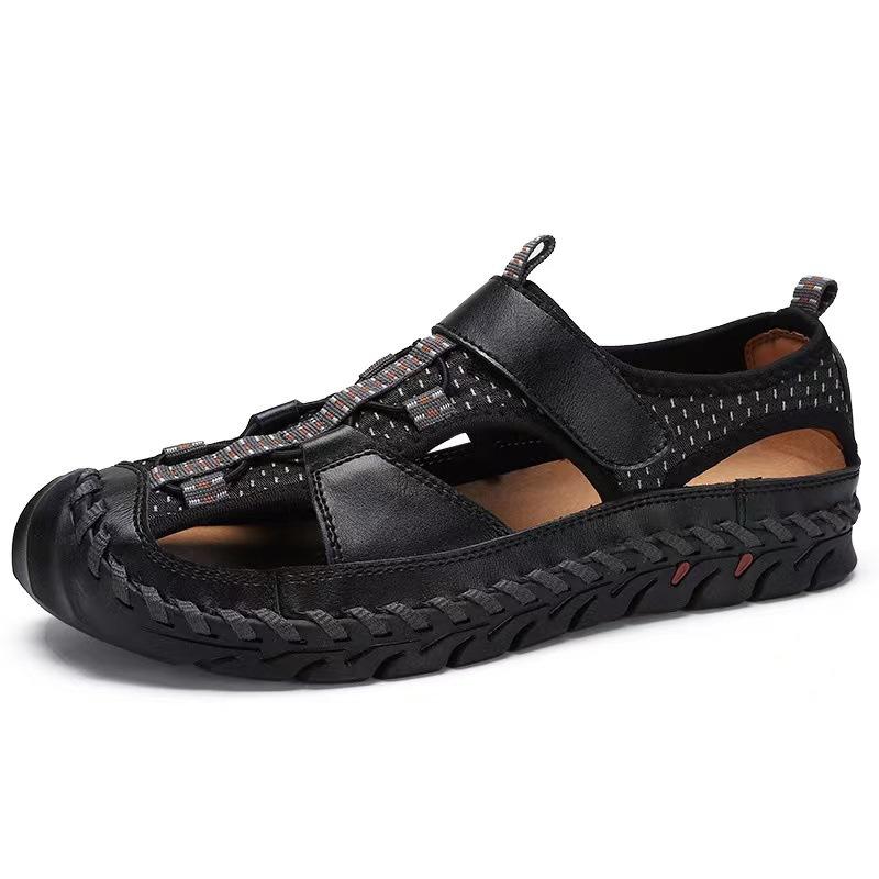 Fashion Summer Sandals Leather Breathable Men Beach Shoes Luxury Outdoor Casual Sandals Man Wading Shoes Non-slip Comfort Slippers