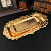 New European Lace Square Tray Gold Plated Tray Afternoon Tea Fruit Snack Cake Tray Steak Tray