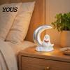 Starry Moon Ghost Gift Cute Reading Book Ornament, Luminous Resin Figurine, Fall Seasonal Decoration Night Light for Halloween Home Desktop Decorative