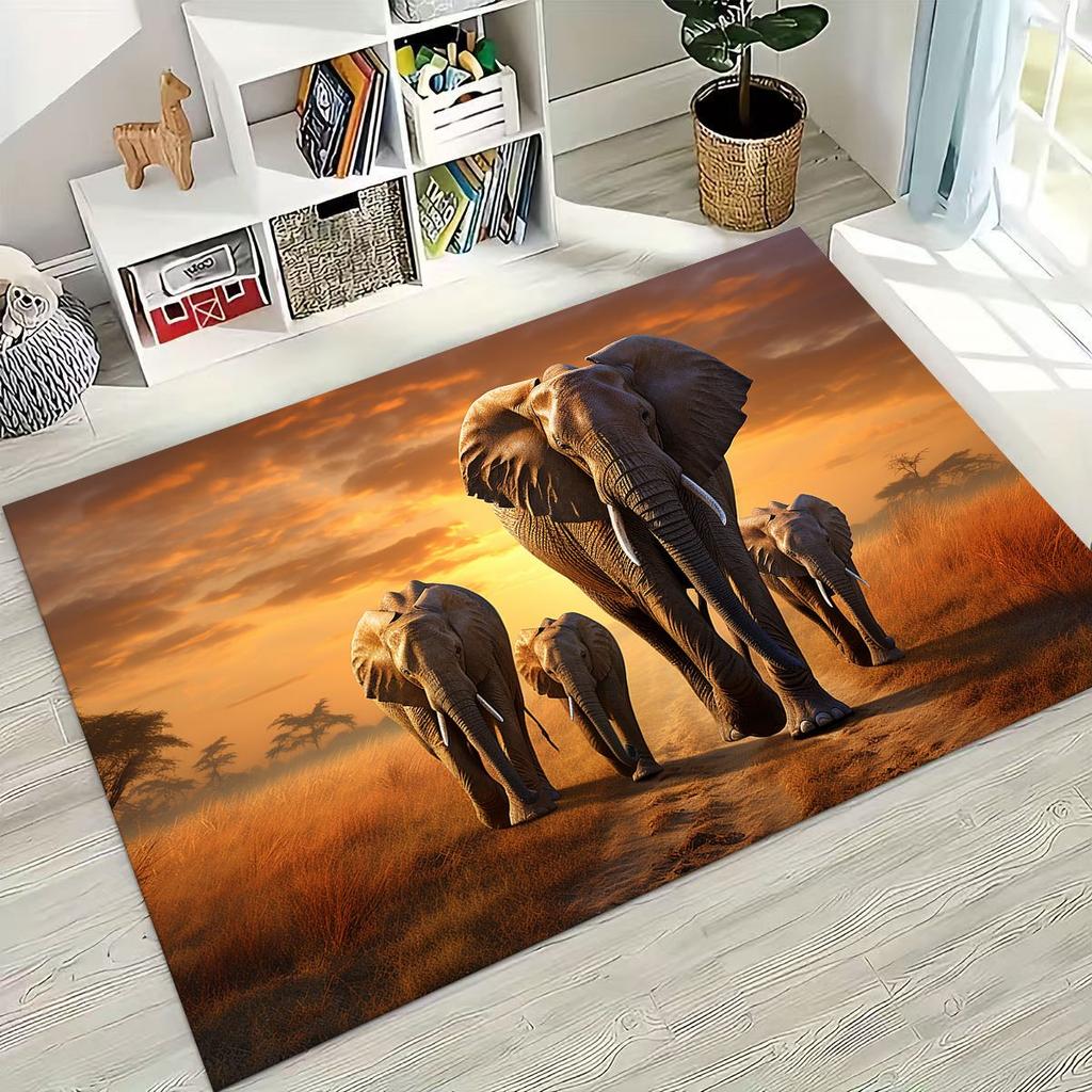 27 Stil Weisheit Elefant Cartoon Teppich für Schlafzimmer Wohnzimmer Sofa Zuhause Fußmatte Dekor,Große Kinder Spiel Anti-Rutsch Bodenmatte Geschenk