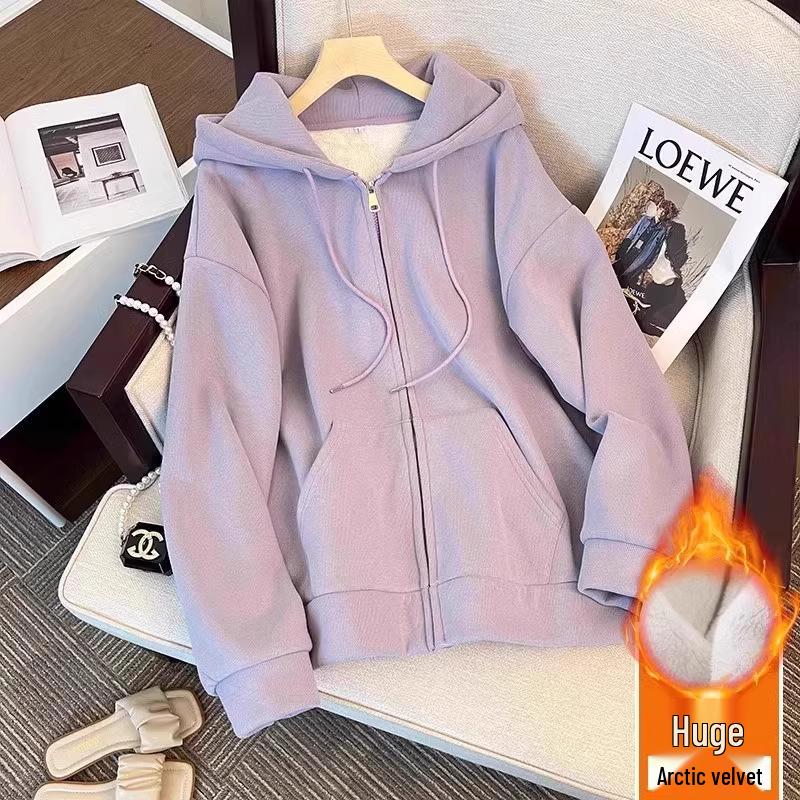 Women's White Fleece-Lined Thick Coat, Cotton-Padded, 2025 New Arctic Cardigan