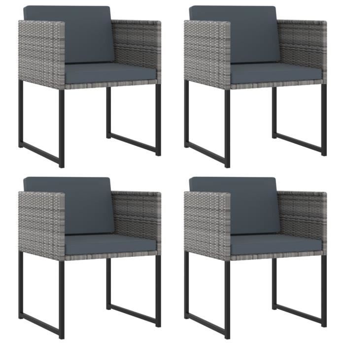 VidaXL Salon de jardin 9 pcs avec coussins Résine tressée Gris