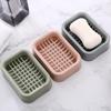 Creative Double-Layer Soap Dish: Square Plastic Grid for Home, Bathroom, and Travel Use