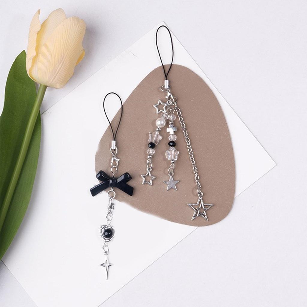 Set of 4 Cute Card Chain Mobile Phone Dangle Unique Keyring Stylish Phone Decorations Suitable for Various Occasion