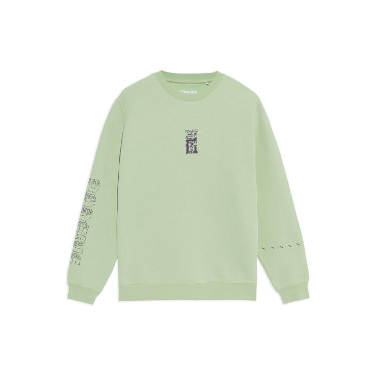 Li-Ning BADFIVE Sports Basketball Series Printing Sports Round Neck Pullover Green Men s AWDS135-5 L