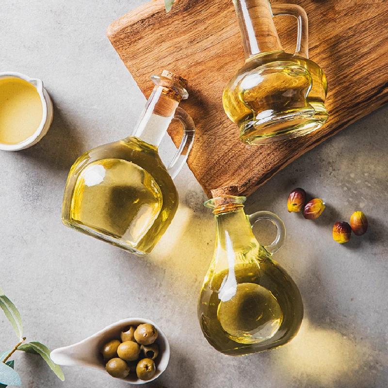 1 pz Caraffa per Olio in Vetro da Cucina Rotonda con Tappo in Sughero Caraffa per Olio d'Oliva Bottiglia in Vetro Trasparente Strumento per Condimenti Forniture da Cucina Bottiglia per Condimenti