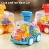 1/3Pcs Inertia Rebound Car Baby Toy Cartoon Press Gear Car Toy Lnertia Pull-back Transparent Car Birthday Gifts For Kids