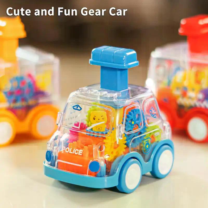 1/3Pcs Inertia Rebound Car Baby Toy Cartoon Press Gear Car Toy Lnertia Pull-back Transparent Car Birthday Gifts For Kids