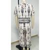 Dames Bohemian Bedrukt Tweedeel Outfit Korte Mouw Crop Top Wijde Capri Broek Vintage Etnisch Casual Loungewear Set