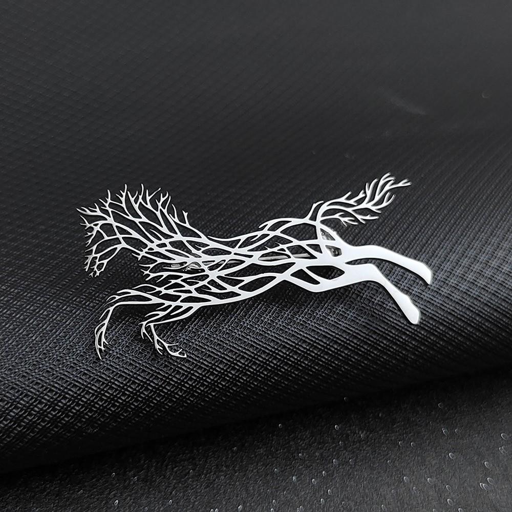 Luxury Leopard Stainless Steel Brooches Classic Zodiac Animal Lapel Pins for Women