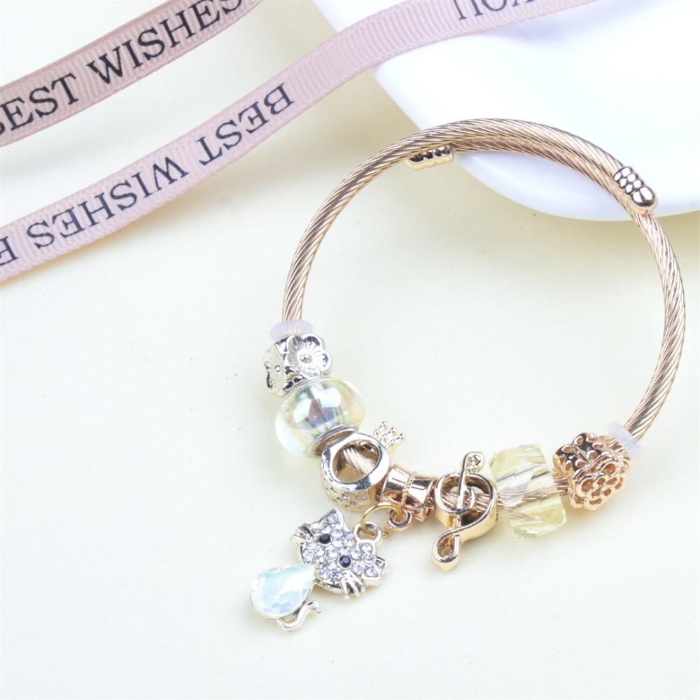 Beaded Bracelet Bangle Multi Element Stainless Steel Copper Alloy Open Spring Snake Bone Chain