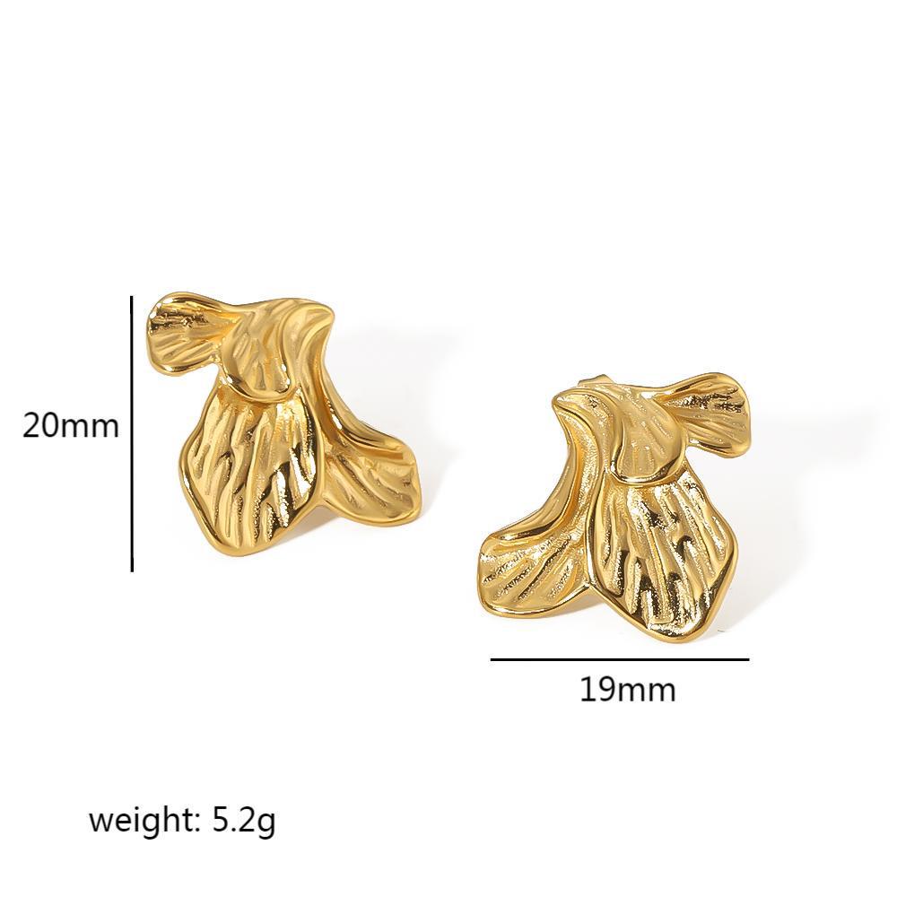Retro Gold Stainless Steel Butterfly Flower Earrings