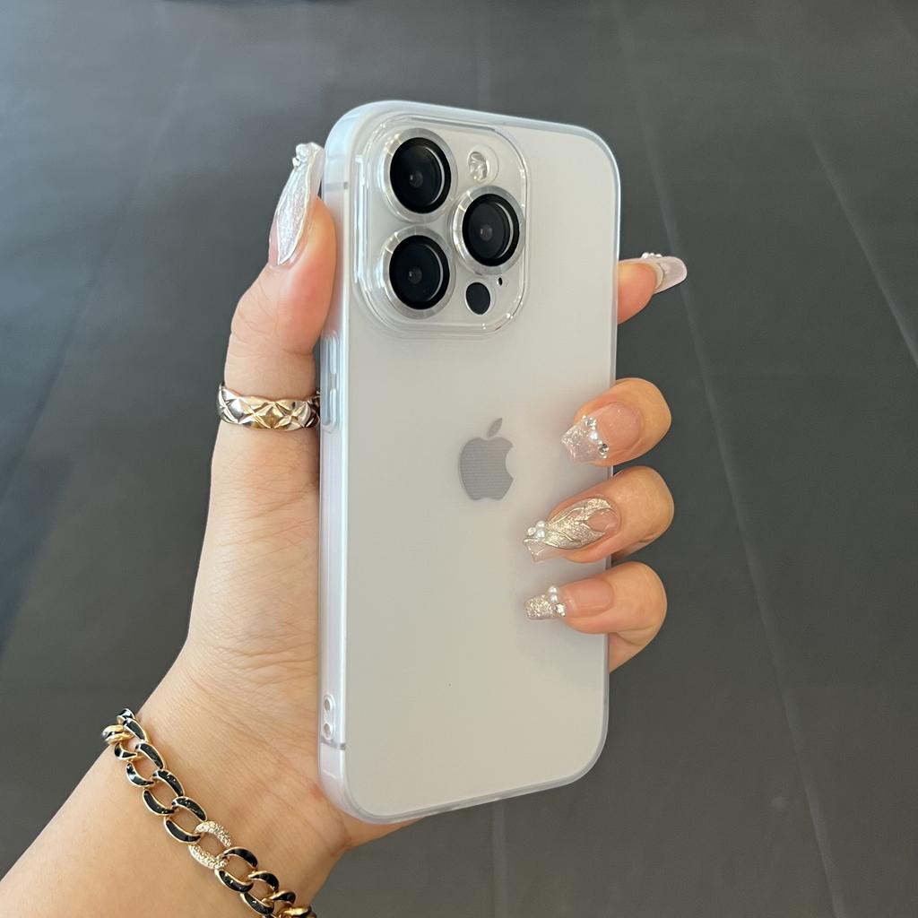 Matte Ultra Thin Soft TPU Case For iPhone 15 14 Plus 13 12 11 Pro Max Transparent Clear Metal Camera Protector Cover