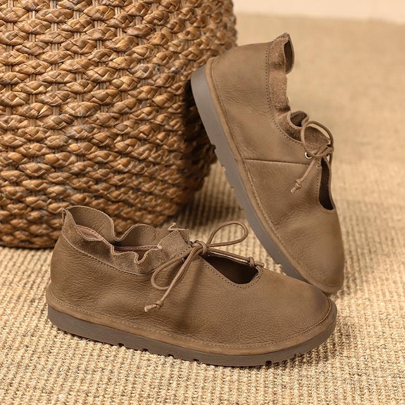 Fashion Artmu Original Flats Shoes for Women Lace Up Genuine Leather Spring Summer Soft Comfort Luxury Elegant Shoes for Ladies Zapatos