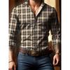 Men's Retro Red Plaid Long-sleeved Shirt, Casual Lapel, Versatile and Trendy for Everyday Wear and Commuting, Sizes S-6XL.