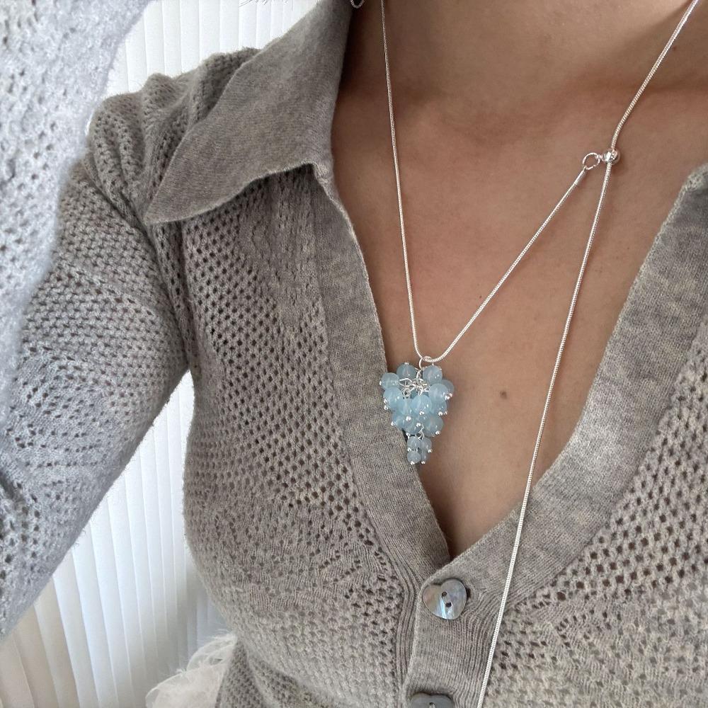 Vintage Grapes Pendant Necklace Jewelry Pearl Grape Sweater Chain Grape Cluster Necklace  Gift