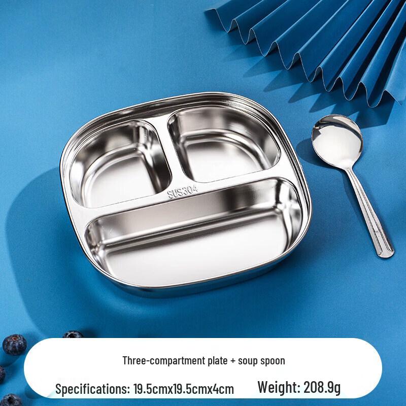 Qiwei 304 Stainless Steel Cartoon Divided Kids Dining Plate Set