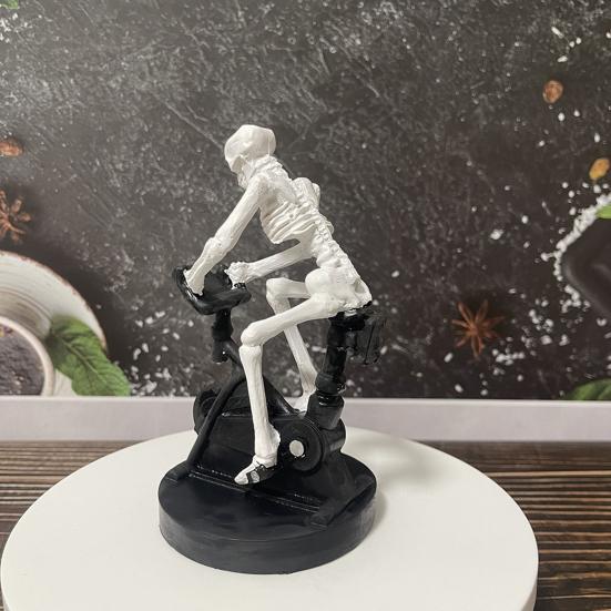 Halloween Riding Bike Skeleton Statue Animated Fitness Bicycle Skeleton Figurine