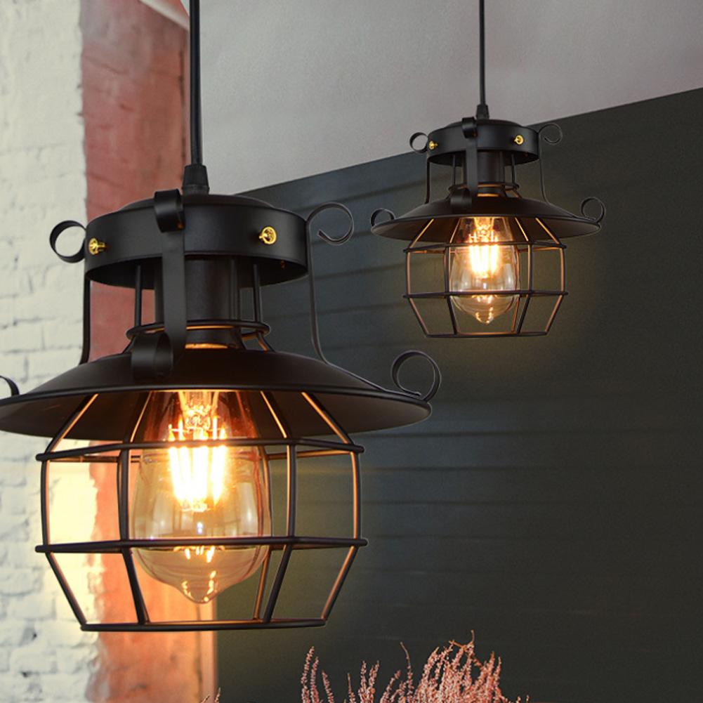 Vintage Industrial Iron Art Cage E27 LED Chandelier Ceiling Light Pendant Lamp for Bar Coffee Shop Decoration 100 240V