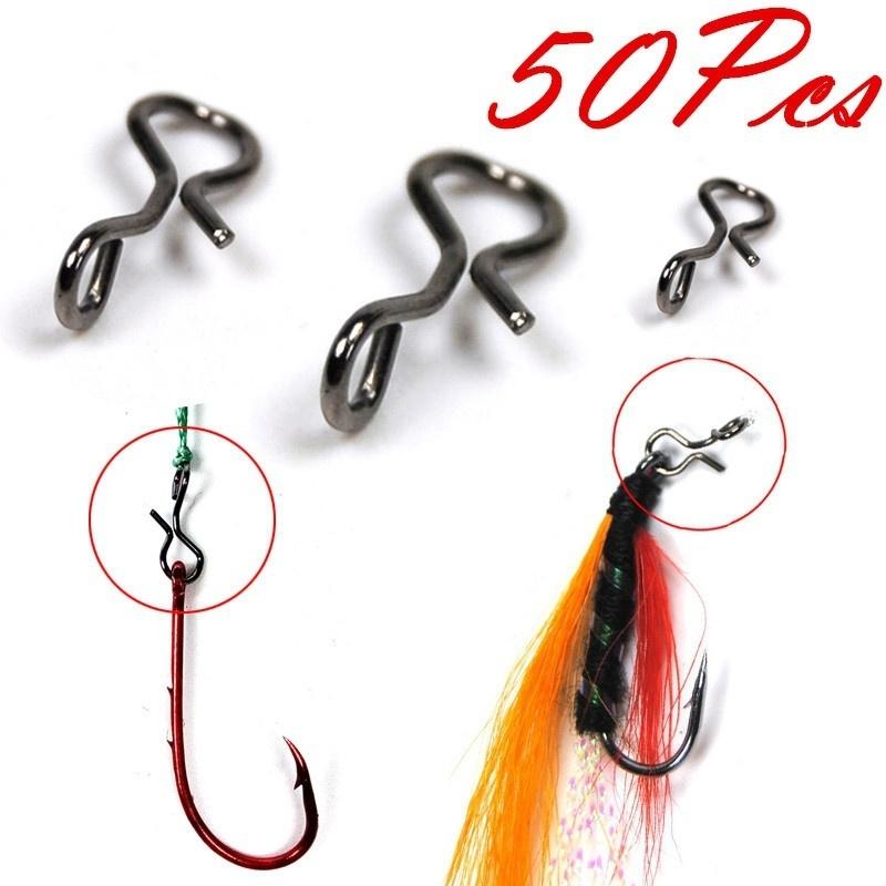 50Pcs Carbon Steel Fishing Accessories Black Fly Fishing Snap Quick Change for Hook & Lures