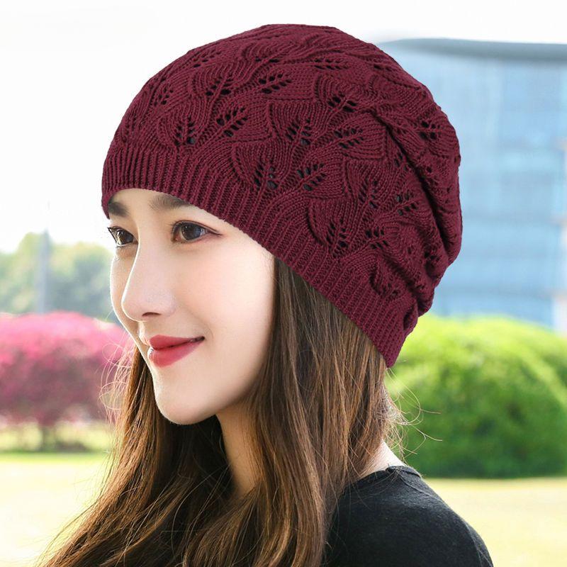 

Женская тонкая однослойная вязаная шапка весна-осень ажурная шерстяная шапка короткого стиля дышащая шапка-бини