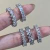 Huitan Silver Color Women Ring Inlaid Shining Geometric Cubic Zirconia Versatile Daily Simple Stackable Party Finger JewelryGood product