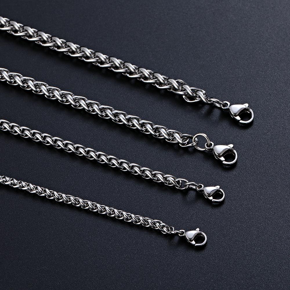 Cool Choker Silver Color Stainless Steel Necklace Metal Collar Heavy Link Braided Wheat Chain