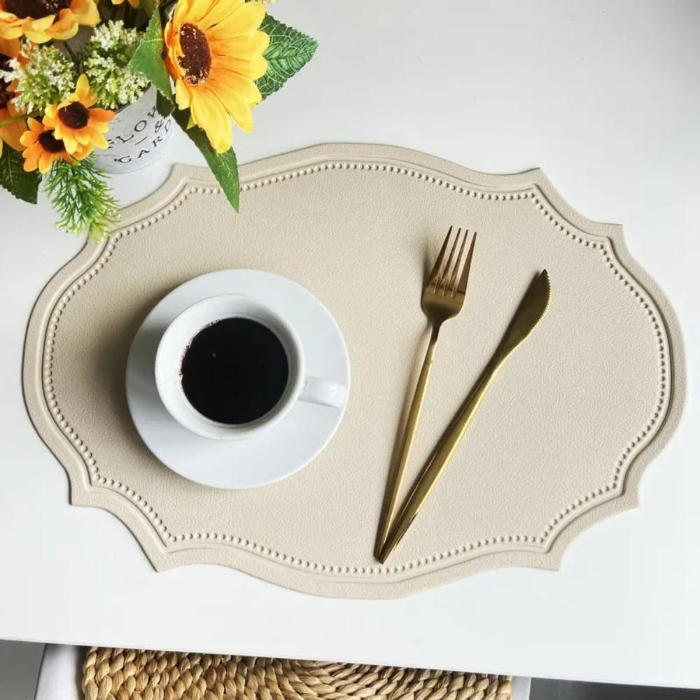 Retro Faux Leather Dinner Mat Oil-resistant Nordic Style Placemat Waterproof Thermal Insulation Mat Kitchen Use
