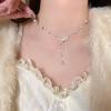 Titanium Steel Not Fading Bowknot Tassel Necklaces for Women Light Luxury Clavicle Chain Jewelry