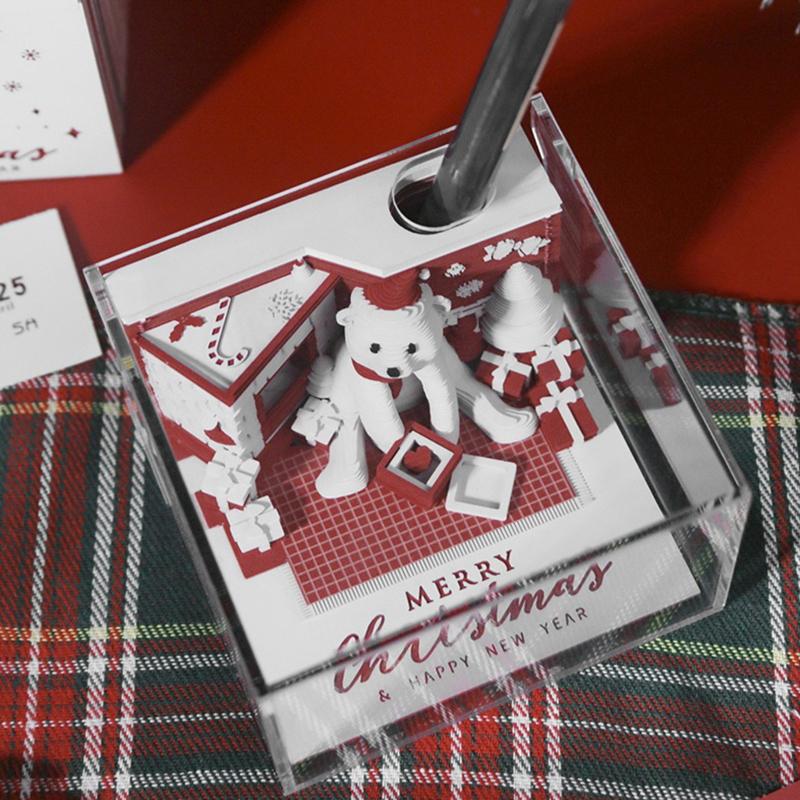 Time Piece Kalender 2026 Skrivebordskalender Med LED-lys 3D Avrivningskalender Papirskjæringskunst Notatblokk Julegave