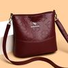 Women's Fashion Soft Leather Bucket Bag Large Capacity Shoulder Crossbody Bag For Middle-Aged Ladies