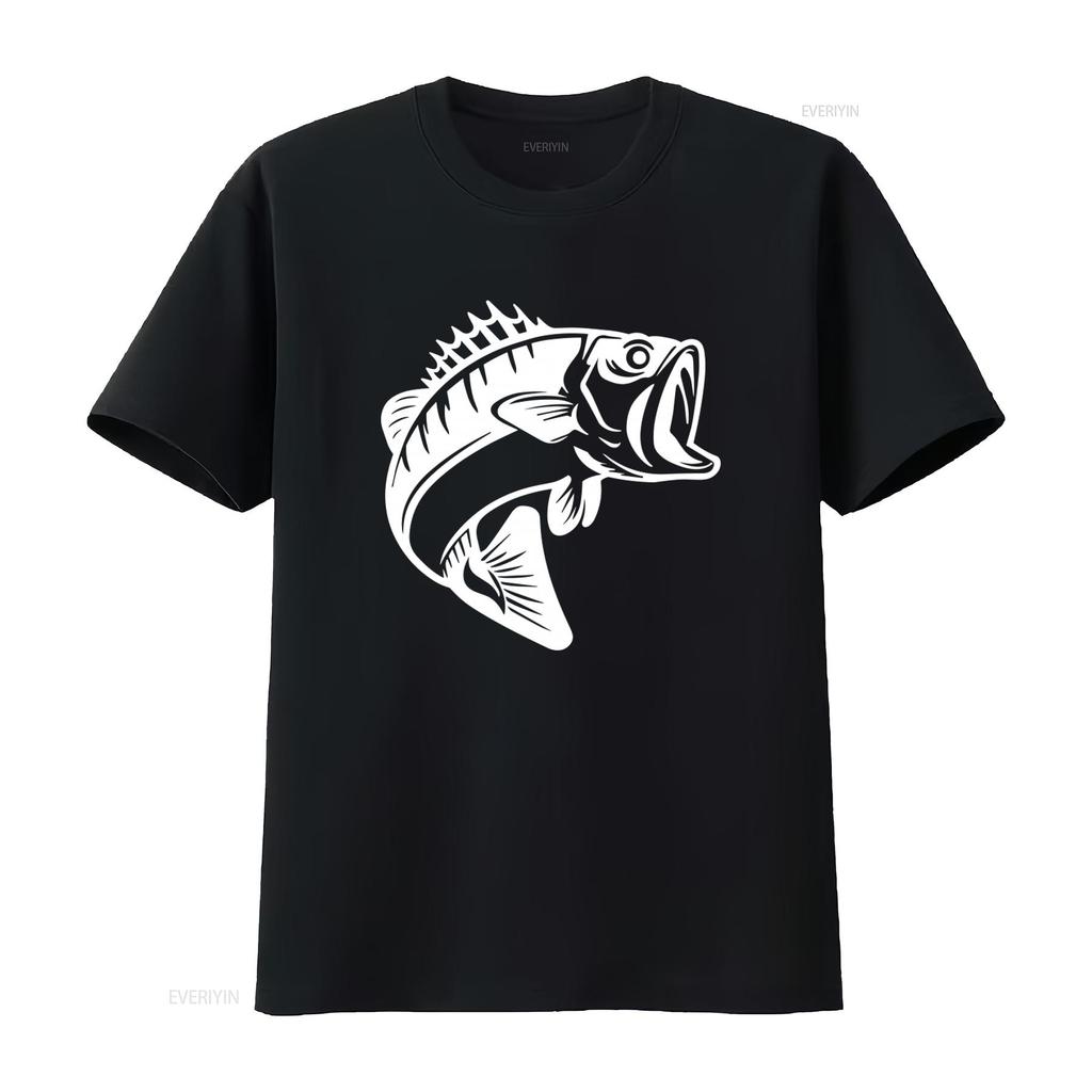 Cool Sea Bass Fishing T Shirt for Men Outdoor Adventure Vintage Washed Graphic Casual Unisex Stretched Breathable Fashion