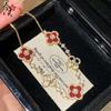 9999 24K real gold diamond red four-leaf flower bracelet for women, exquisite mother-of-pearl versatile bracelet