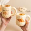 Cute Milk Fufu Cup Bread With Lid Spoon Wind Girls Ceramic Coffee Breakfast Cup Office