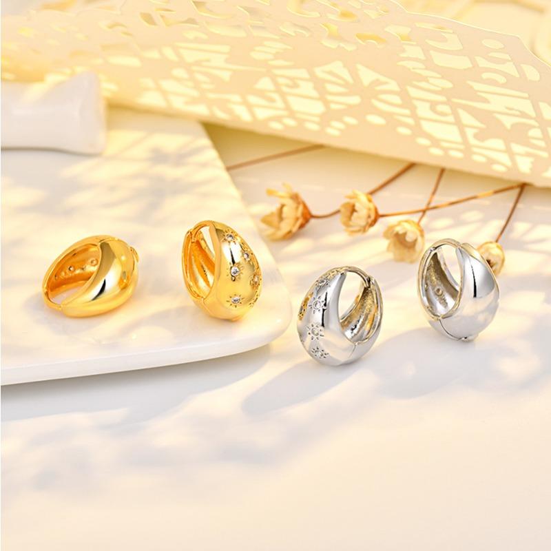 High-quality Star Ear Buckle Zircon Earrings for Women Light Luxury Niche Gold-plated High-end Earrings