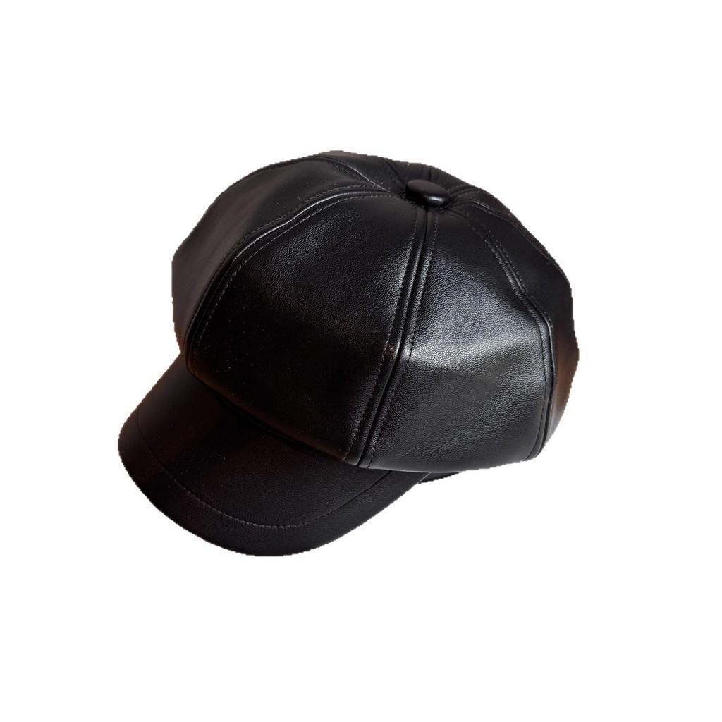 Retro Style Octagon Hat For Girls In Pu Leather With Sunshade And Breathability