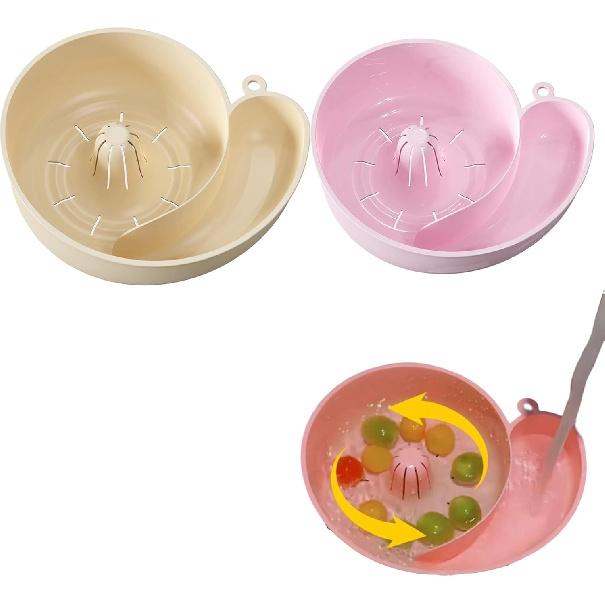 Snail Shape Drainer Portable Vegetable Washer – 4-in-1 Fruit and Vegetable Wash Bowl with Rotating Colander, Fruit Cleaner Spinner