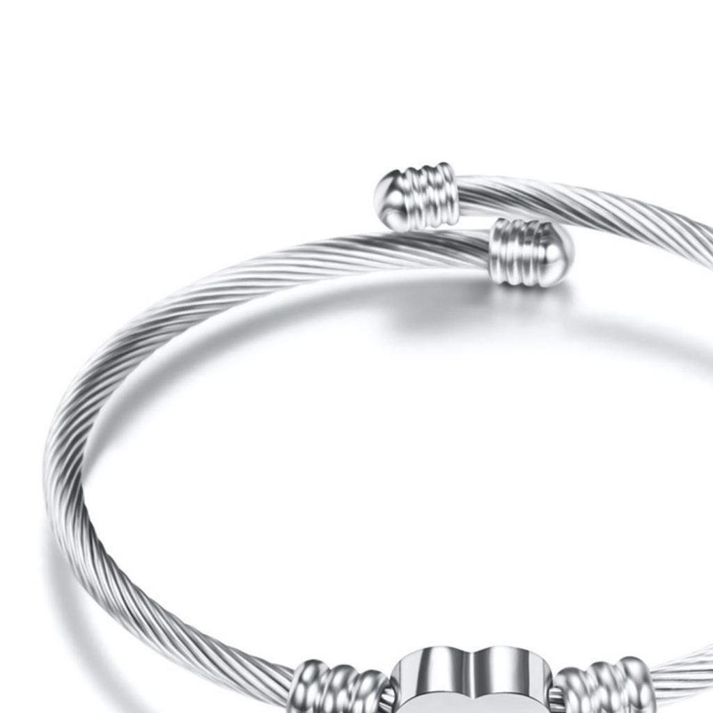 Titanium Steel Bracelet Elegant Classic Simple Design Letter A Heart Shape Bracelet for Women