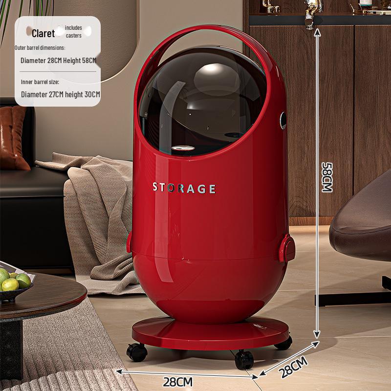 High-End Large Capacity Trash Can with Lid & Wheels for Home: Living Room, Bedroom, Kitchen - No Need To Bend Over, Easily Movable Paper Basket.