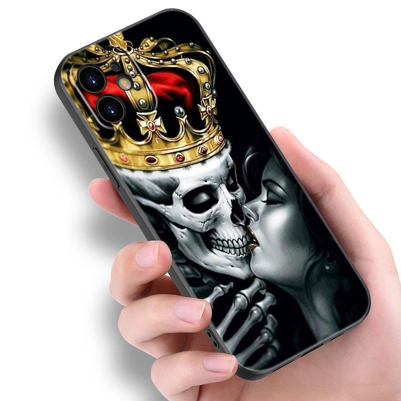 Husă Rock And Roll Cool skull pentru Apple iPhone 14 13 12 Mini 11 Pro Max 7 8 XR X XS 7 8 Plus SE 2020 2022 Husă moale neagră