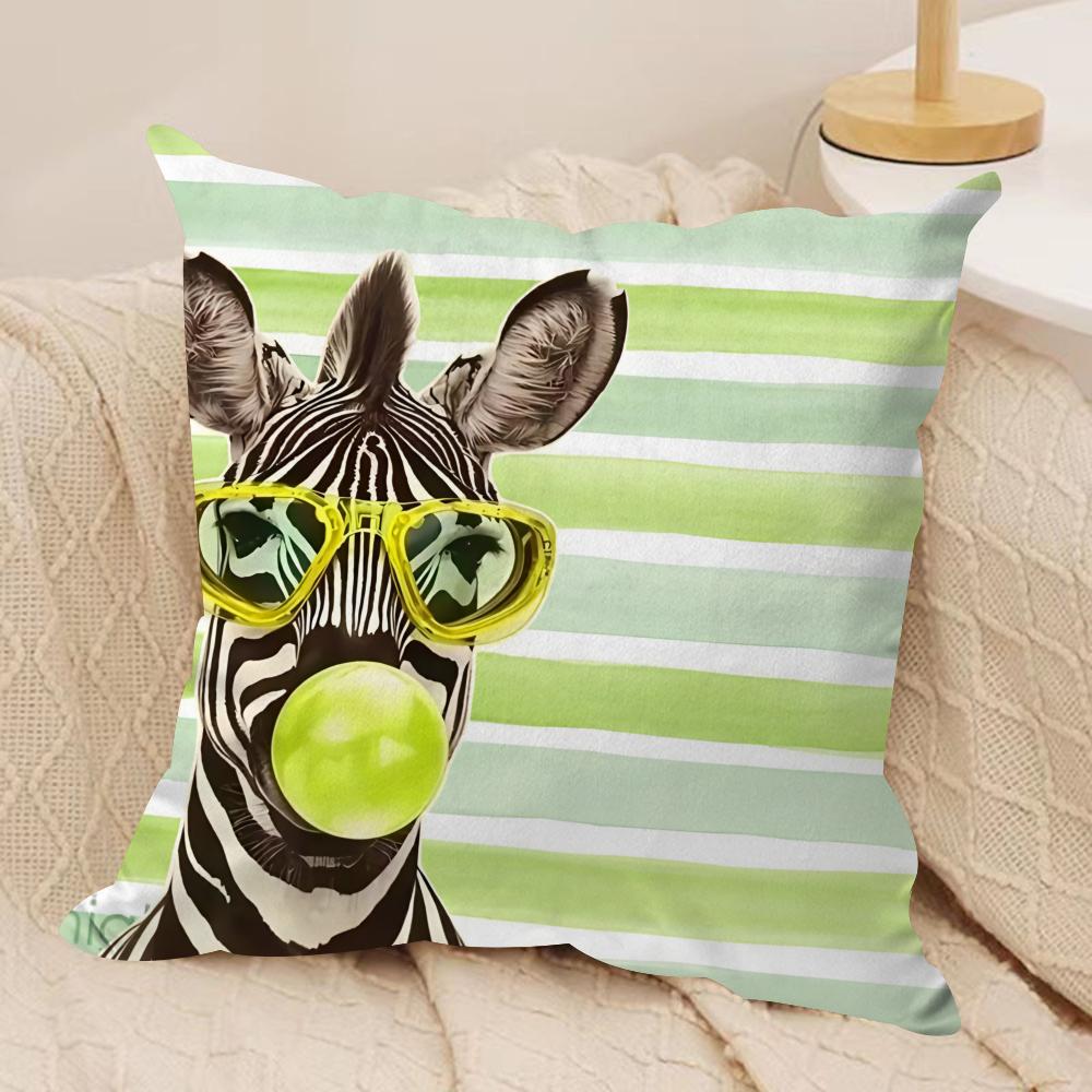 Summer Simple Animals Dog Cushion Cover Silky Short Plush Invisible Zipper Dustproof Sofa Pillow Case For Home Decor