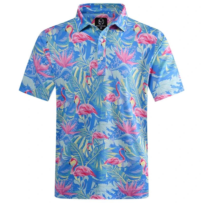 Hawaiian Plants Polo Shirt Man Summer 3D Print Leaves Flower Short Sleeve Golf Polo Shirts Oversized Street