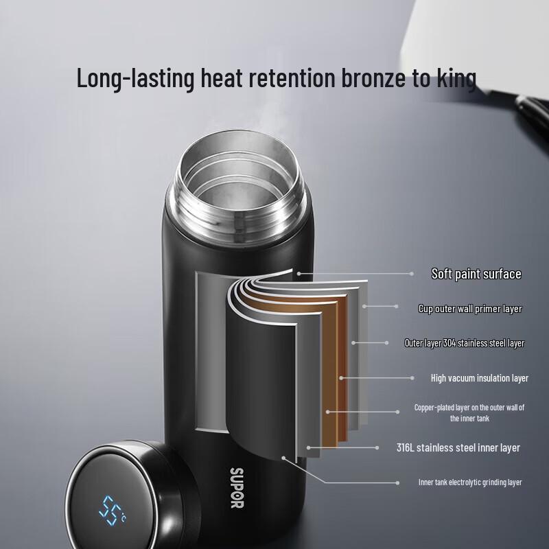 Supor Smart Stainless Steel Thermos Mug