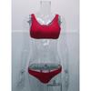 Women's solid color specialty fabric ruffled fabric bikini macaron color two-piece swimsuit