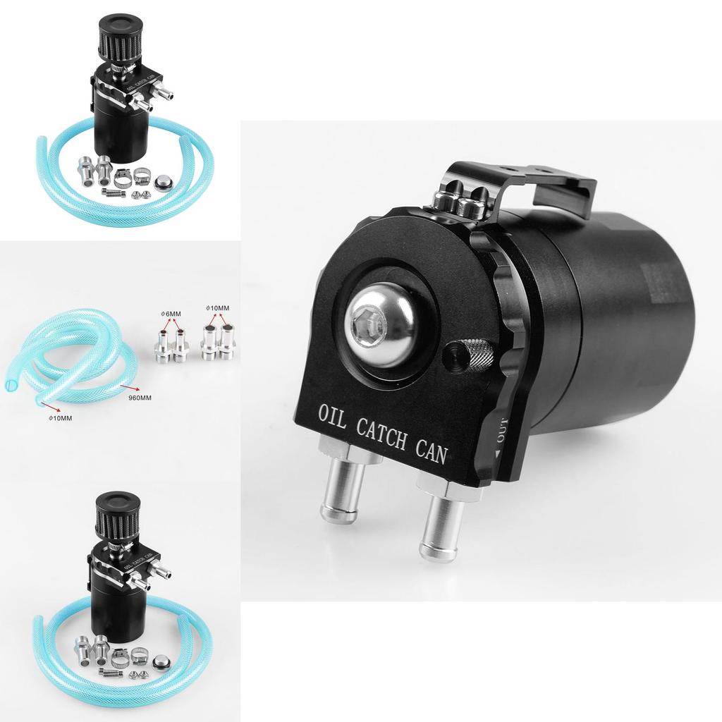 Engine Cylinder Aluminum Catch Reservoir Breather Can Black With