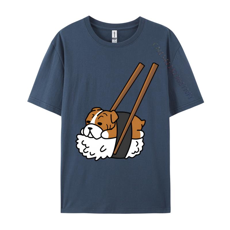 Funny Sushi English Bulldog Tshirt Vintage Tshirt Oversized Cool Tops Tees Cotton T Shirt for Students Crazy