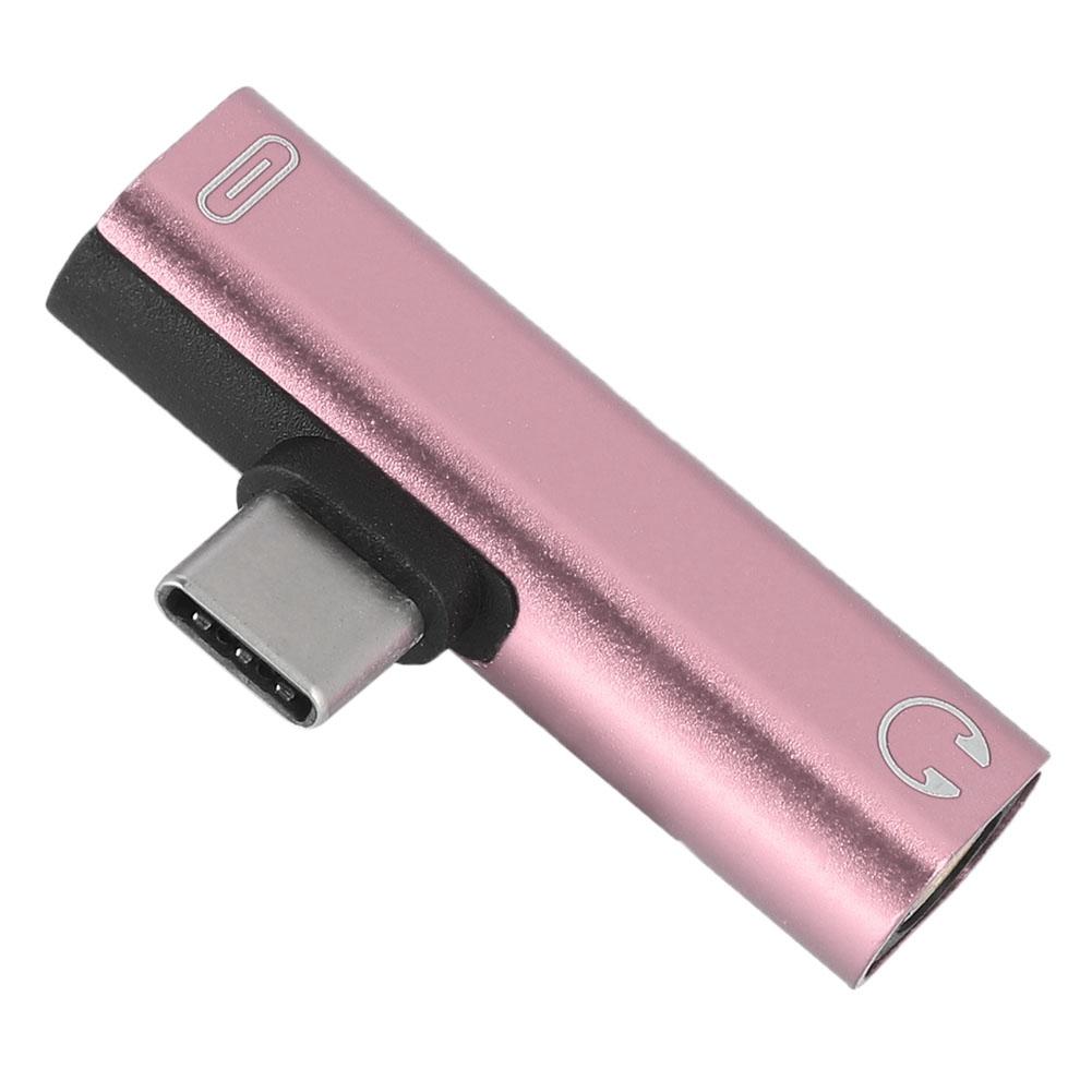2'si 1 Arada Type C - 3.5mm Kulaklık USB Şarj Dönüştürücü Çok Fonksiyonlu Dönüştürücü Siyah